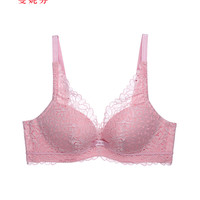 曼妮芬性感蕾丝无钢圈胸罩深v聚拢文胸内衣女长三角杯上托收副乳 080 蓝色 80A