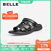 Belle/百丽夏款商场同款牛皮男凉鞋5RZ01BL8 38 黑色
