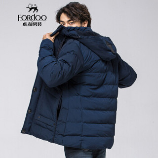 虎都 FORDOO 棉服男2019秋冬新款加绒加厚休闲舒适时尚百搭简约潮流外套 VA2AH19881053  藏青 185/3XL