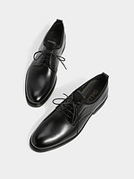百丽男鞋秋商场同款牛皮革商务正装系带休闲皮鞋6RX01CM9 39 黑色