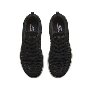 Skechers斯凯奇女鞋新品针织网布运动鞋绑带时尚轻质休闲鞋 32816 36 黑色/BLK
