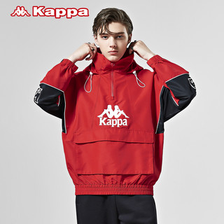 Kappa 卡帕 情侣男女防风衣春季休闲外套连帽运动卫衣上衣2020新款 S 大红色-553