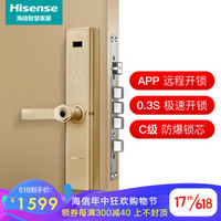 海信（Hisense）智能门锁指纹锁家用电子锁密码锁C级锁芯APP遥控带门铃E5C玫瑰金