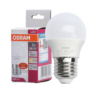 欧司朗(OSRAM)LED灯泡球泡 节能光源 小球泡3W E27大螺口 2700K 暖白色 黄光