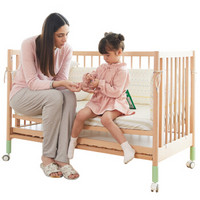 巴布豆（BOBDOG）实木婴儿床拼接大床多功能宝宝新生bb游戏床儿童床简易无漆 榉木款（不含画板）