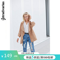 Stradivarius 风衣外套女工装新款中长款韩版女大衣 01809188450 L 粉色