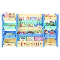 四万公里 置物架 玩具收纳柜架 幼儿园分类整理架书架储物架 大容量多层宝宝玩具架 8格收纳带书架 SWJ3105