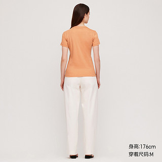 UNIQLO 优衣库 女士纯色圆领短袖T恤424873 橄榄色XXXL