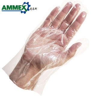 爱马斯（AMMEX）PGLOVE100C-2  一次性食品PE薄膜手套（无粉）透明 均码  10袋（100只/袋）