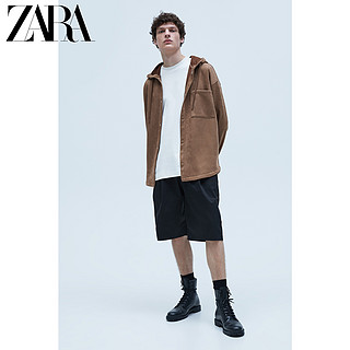 ZARA 新款 男装 宽松落肩绒面质感效果夹克外套 08574425707 XL (185/104A) 棕褐色