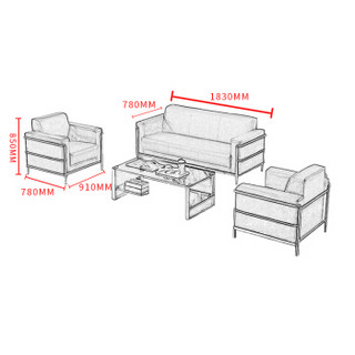 中伟办公沙发接待沙发商务沙发组合3+1+1