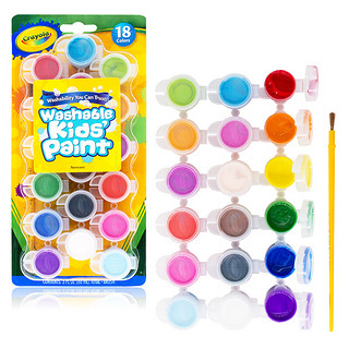凯知乐 绘儿乐crayola可水洗儿童颜料手指画无毒DIY画玩具幼儿园 12色可水洗颜料带调色盘   54-1062