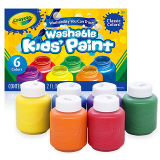 凯知乐 绘儿乐crayola可水洗儿童颜料手指画无毒DIY画玩具幼儿园 12色可水洗颜料带调色盘   54-1062