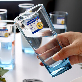 乐美雅 Luminarc 无铅玻璃水杯司太宁直身杯冰蓝330ml 6只装（4个冰蓝+2个透明） H7715