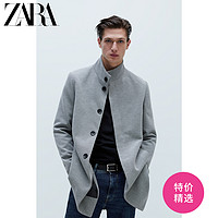 ZARA 新款 男装 双色纹理大衣外套 00706378811 XXL (190/108A) 浅灰色