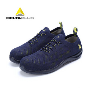 代尔塔（Deltaplus）透气劳保鞋 19年新款 3D双层飞织 防砸防刺穿 防静电 时尚双色安全鞋 301228 蓝色 38