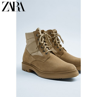 ZARA新款 男鞋 米色拼接靴子马丁靴秋冬短靴 15018002102 45 (290/99) 米色