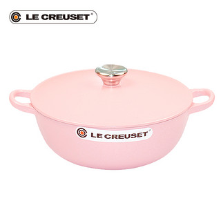 LE CREUSET酷彩法国进口黑铸铁深烧锅煎炒炸26厘米4.1L大号珐琅 桔色