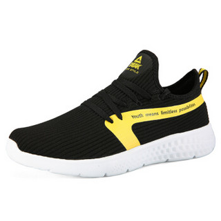 匹克（PEAK)男鞋舒适健步休闲鞋轻便耐磨运动鞋 DE910411 黑色/柠檬黄 40码