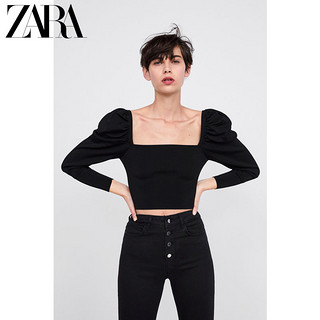 ZARA 新款 女装 纽扣门襟高腰修身九分牛仔裤 07513249800 29 (170/74A) 黑色