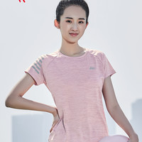 QIAODAN 乔丹 女子短袖T恤2020夏季新款女士跑步健身短袖运动服圆领速干t恤 170/L 款A-黑灰