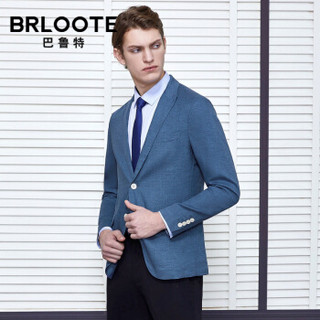 Brloote/巴鲁特 纯亚麻西服男薄款修身商务休闲西装便西2019春秋装 藏蓝 170/92A