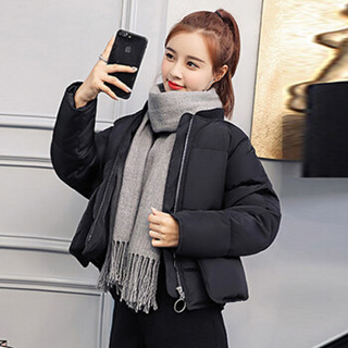 俞兆林 2018冬季新款韩版时尚棉面包服外套休闲百搭短款女 YWMF188517 黑色 M