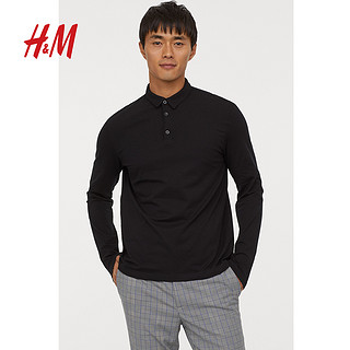 H&M 0620928 男士长袖Polo衫 (混灰色、165/84A)