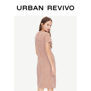 URBAN REVIVO YL13S7ES2003 女士拼色条纹圆领连衣裙