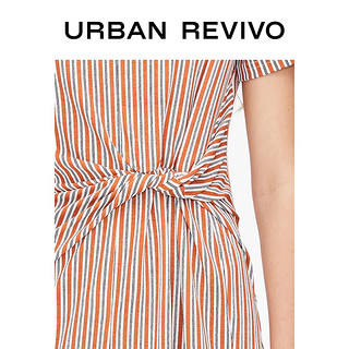 URBAN REVIVO YL13S7ES2003 女士拼色条纹圆领连衣裙