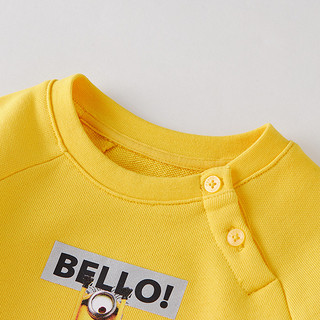 PEPCO 小猪班纳 男童长袖套装两件套卫衣+裤子 黄色 80cm