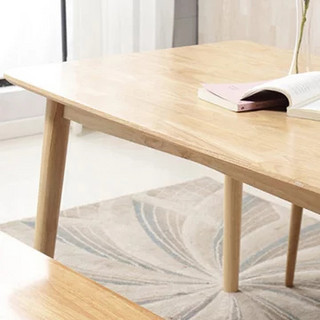 优涵 实木餐桌椅组合 1.2米原木色+4温莎
