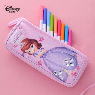 迪士尼（Disney）小学生笔袋苏菲亚公主手提式铅笔袋大容量笔盒文具盒 粉色E6030S06