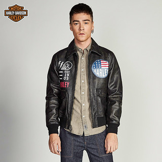 HARLEY-DAVIDSON 哈雷戴维森 男士翻领印花飞行员夹克