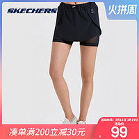 SKECHERS 斯凯奇 SDAWS19T061 女士运动梭织短裤 碳黑 s码