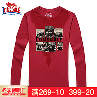 LONSDALE 114309197 男士T恤 (咖啡红、XL)