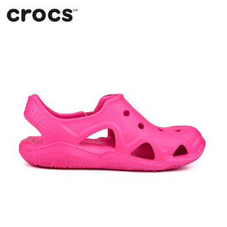 Crocs 卡骆驰 儿童平底洞洞沙滩凉鞋  204021 亮红色 26