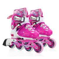 纬球 溜冰鞋儿童直排轮滑鞋可调节旱冰鞋WQ302-P-S天使款粉色S码
