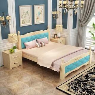 挚喜 北欧实木软包软靠床 北欧白色床+白色软包+床垫 1500*2000