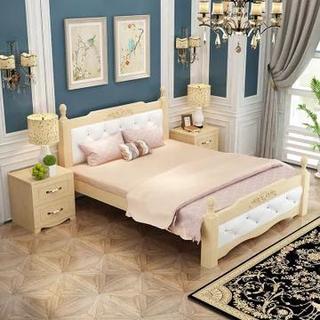 挚喜 北欧实木软包软靠床 北欧白色床+白色软包+床垫 1500*2000