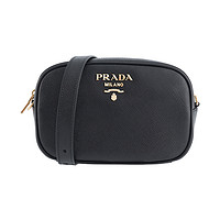 PRADA 普拉达 女士简约金色LOGO光面可调节腰包1BL007-NZV-F0002 黑色