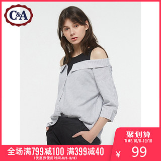 C＆A 女士拼接七分袖衬衫