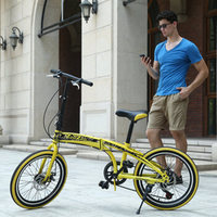 耐嘛20寸折叠自行车7速碟刹山地车男女学生单车 黄色