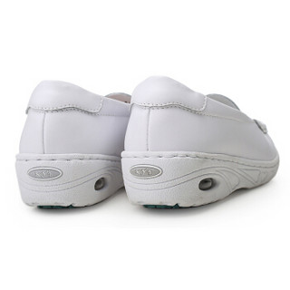 NYI白色平底防滑妈妈鞋牛皮气垫护士鞋透气舒适孕妇鞋1906 白色 37