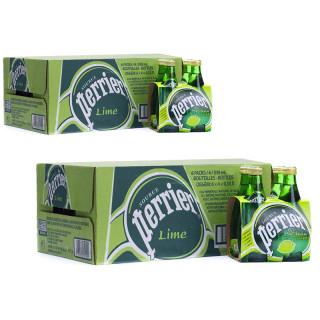 perrier 巴黎水 充气天然矿泉水 青柠味 330ml*24瓶*2箱