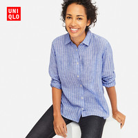 UNIQLO 优衣库 414170 女款麻条纹衬衫