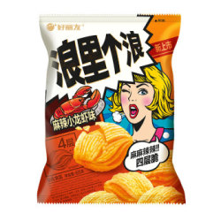 好丽友(orion)膨化食品 休闲零食 四层薯片 浪里个浪麻辣小龙虾味65g/袋 *17件