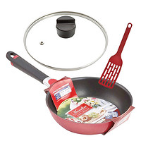 比格尼斯 BIG AGNESBestco 中山福 ND-3913 家用铝合金平底煎锅 28cm+长锅铲+钢化玻璃锅盖