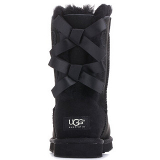  UGG australia BAILEY BOW 女士羊毛皮中筒雪地靴 黑色 38