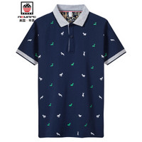 AEMAPE/苹果 短袖POLO衫男 2019夏季新品男上衣 青春时尚休闲条纹翻领POLO衫 18062AP1613 深蓝 M